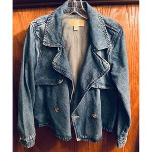 Michael Kors NWOT Doubled Breasted Short Trench Elevated Casual Denim Jacket M